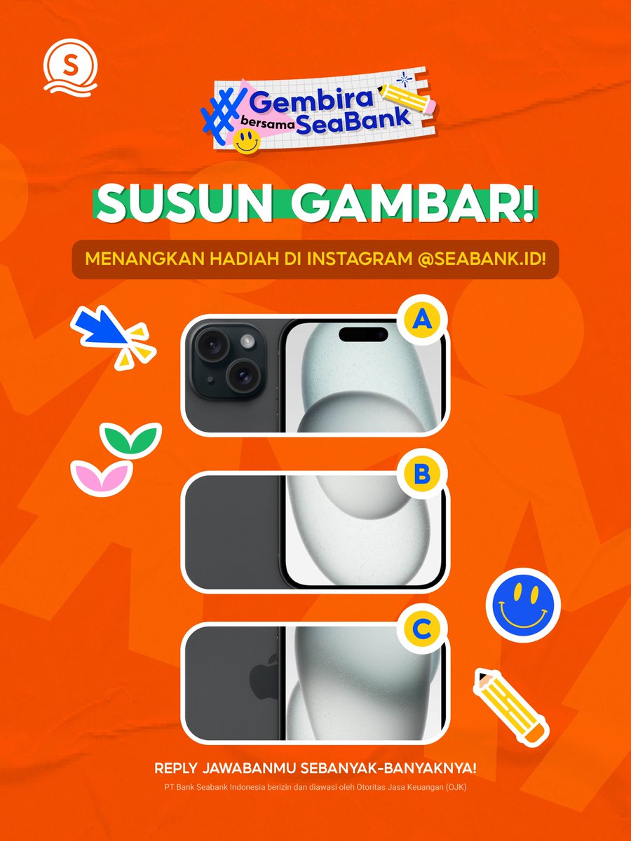 🧩SUSUN GAMBAR!🧩 Susunan dengan benar, yuk! Jangan lupa FOLLOW Instagram SeaBank dan bawa pulang HADIAHNYA!😆 REPLY jawabanmu sebanyak-banyaknya! MENANGKAN di sini 👉 instagram.com/@seabank.id