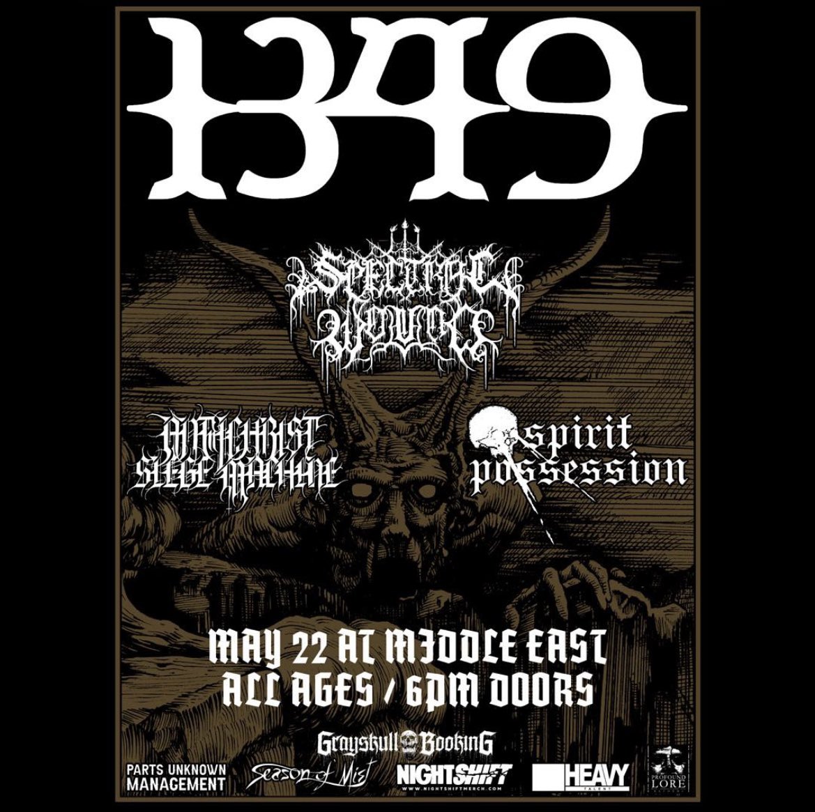 ecdysis____'s tweet photo. Officially snagged tickets to all of these shows in Cambridge 🔥🔥🔥🔥

Out of all of these bands the only ones I’ve seen live before are Spectral Wound and Spirit Possession. It’s going to be surreal seeing so many bucket list bands in such a short amount of time! https://t.co/g5ng75YnC3