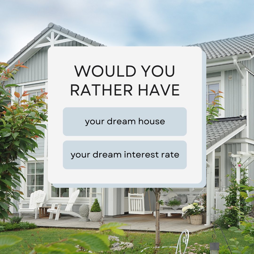 If faced with the choice of obtaining only one of the two, which would you prioritize: acquiring your dream home at current mortgage rates or purchasing a property that may not be your ideal choice, but with the interest rate you desire?

#homeinvestment #homeownership #eraking