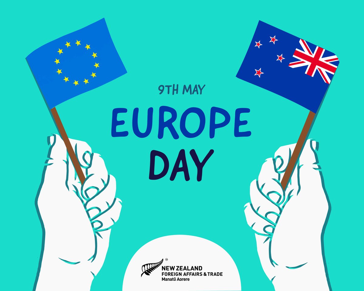 #EuropeDay marks the anniversary of the signing of the Schuman Declaration in 1950, and celebrates peace and unity in Europe. New Zealand 🇳🇿 looks forward to strengthening the partnership with the 🇪🇺 including through the #NZEUFTA more info: mfat.govt.nz/nzeufta