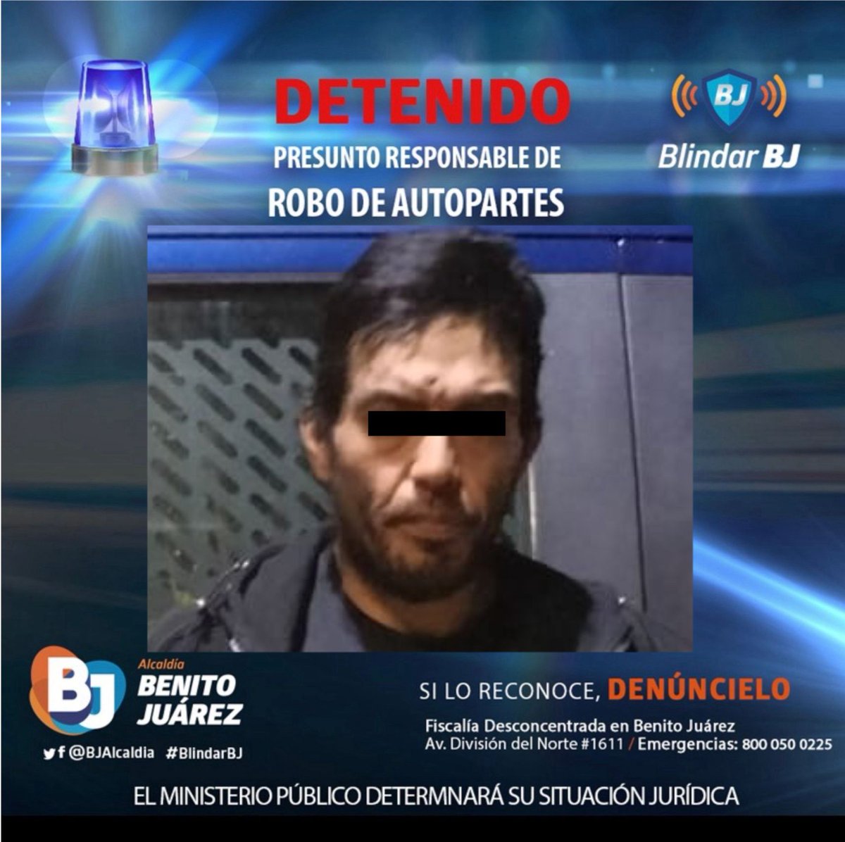 🚨El Equipo de Proximidad #BlindarBJ detuvo a un sujeto por robo autopartes en Obrero Mundial, Piedad Narvarte.🚔