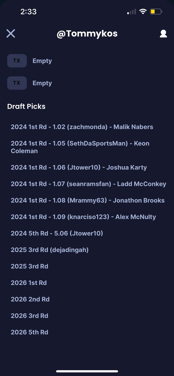 Rookie fever + boredom = disaster 
MFL is the before partial devy league used pick on sanders and Jeremiah smith. Was the favorite to win this year imo , psa if you have this impulse turn off notifications in offseason@MyFantasyLeague <a href="/SleeperHQ/">Sleeper</a> <a href="/DynastyNerds/">Dynasty Nerds</a> <a href="/DynastyOuthouse/">Dynasty Outhouse</a>