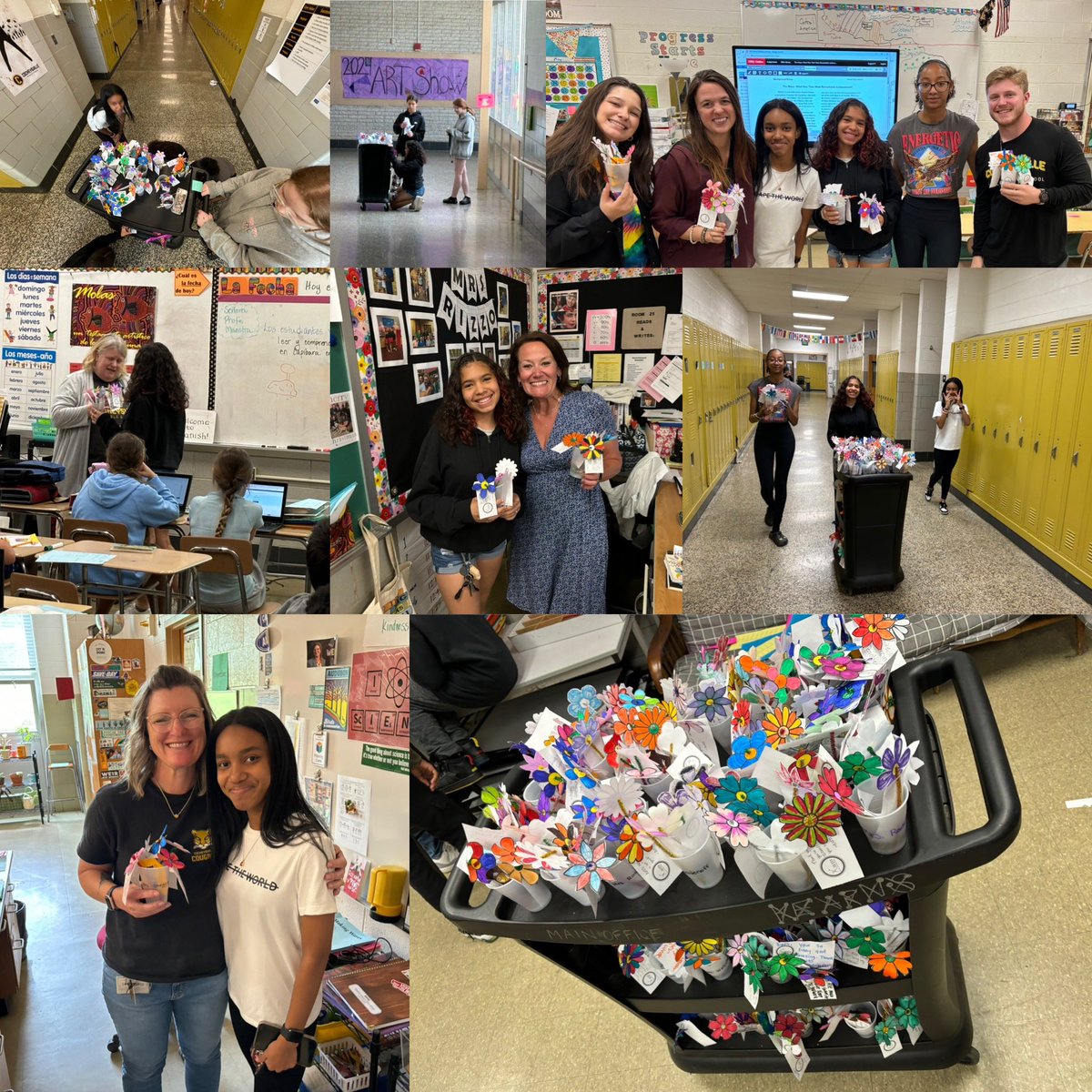 How cute are these teacher appreciation flower bouquets?!?! AVID 7&8 put these little treats together for every single teacher, counselor and admin in the building!! @CockeysvilleMS @BCPS_AVID @MrCarneyCMS