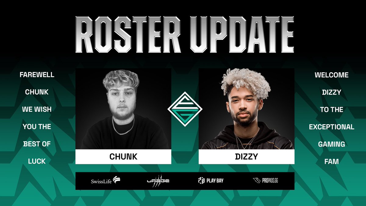 EXG COD Challengers

Shortly before the major 3 in toronto, we will make a roster change.

<a href="/ChunkyBoy_/">Chunk</a> is F/A from now on. We welcome <a href="/DizzyTT/">Dizzy</a> as our new fourth player.

Thank you for your short time <a href="/ChunkyBoy_/">Chunk</a>.

Be ready for Toronto. #GOEXG💚
