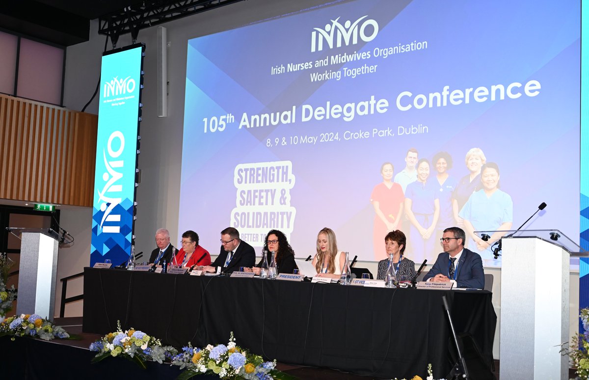 Day 1 of #INMO2024 ✅ Plenty more debate to come on the HSE's baseless recruitment freeze, housing, safe care and much more. Tomorrow we are honoured to be hosting @IrePalestine to express our solidarity with our nursing and midwifery colleagues in Gaza.