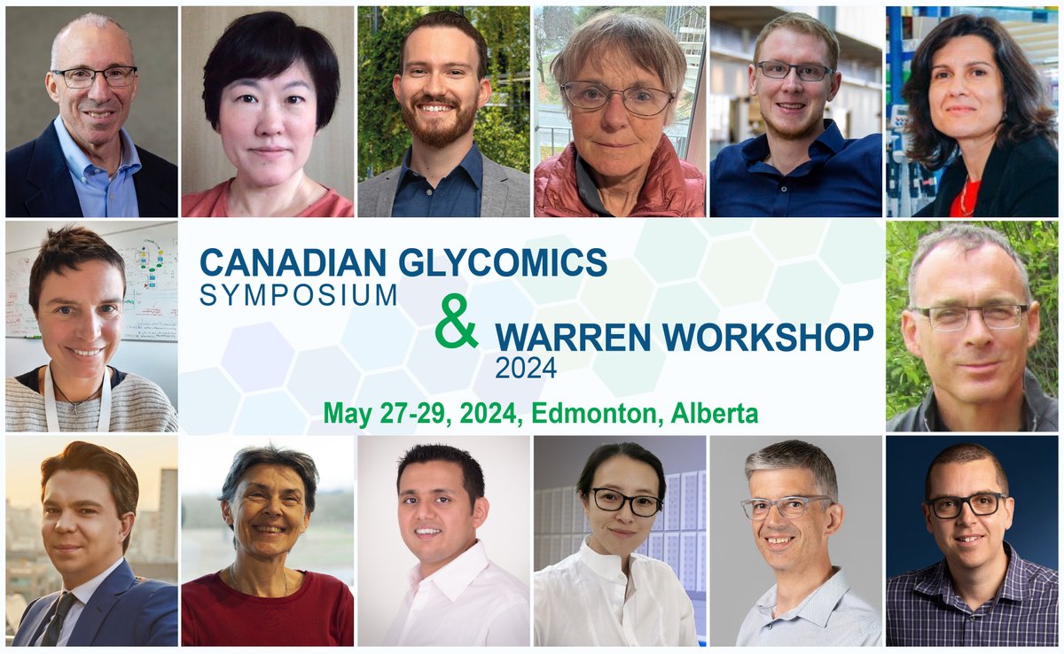 Join us for #CGS2024 in Edmonton, Canada! The 2024 Canadian Glycomics Symposium and Warren Workshop, chaired by @GlycoNet, promises exciting discussions on #glycomics and #glycobiology from May 27th to 29th!

Regisration open until May 20 for the #CGS2024
symposium.canadianglycomics.ca