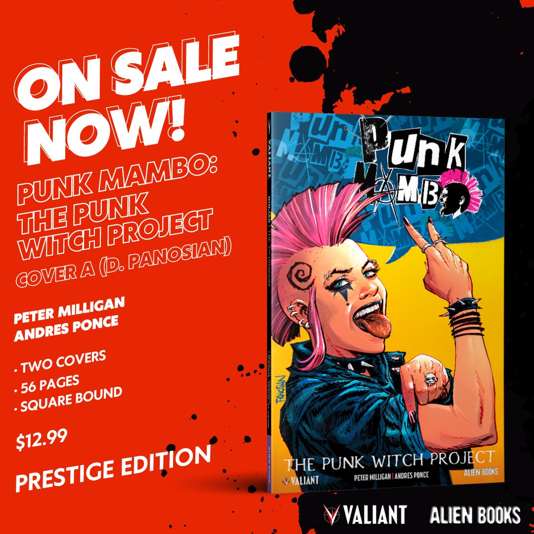 🚨 NEW COMICS ALERT! 🚨 Punk Mambo: The Punk Witch Project (one shot) COVER A 🌟 PRESTIGE FORMAT 📘 CARD BOARD COVER 🔲 SQUARE SPINE 💥 FX ON COVER 📖 56 PGS 💲 SRP: $12.99 🛍️ Order at your local comic shop now! #stayValiant #PeterMilligan #PunkMambo #ThePunkWitchProject