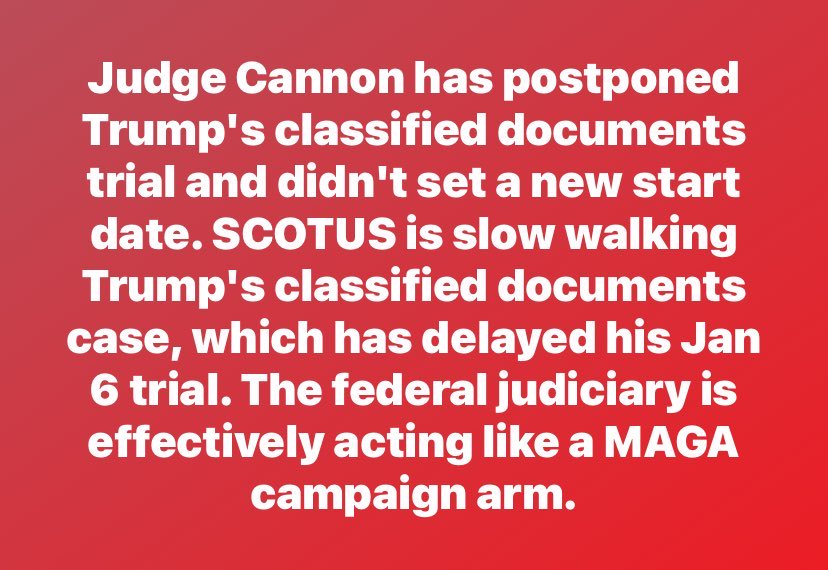This is true…

The Federal Judiciary is acting like a MAGA campaign arm!
#SCOTUS 
#FreshUnity
#JudgeCannon