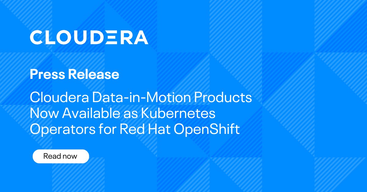 Cloudera Data-in-Motion products will be available as Kubernetes Operators for @RedHat OpenShift. This makes us one of the first to offer operator & commercial support for organizations running Apache NiFi data flows in this environment. More here: bit.ly/3QGkSfR