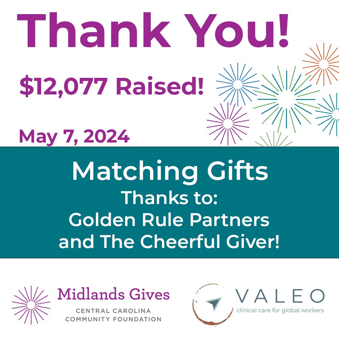 Midlands Gives Update!
$12,077.00 raised, including matching gift money!
We thank everyone who gave generously and our matching gift donors, Golden Rule Partners & The Cheerful Giver for their matching gifts. 
#MidlandsGives2024
#AmplifyYourImpact
#CheerfulGiver
#ValeoGlobal
