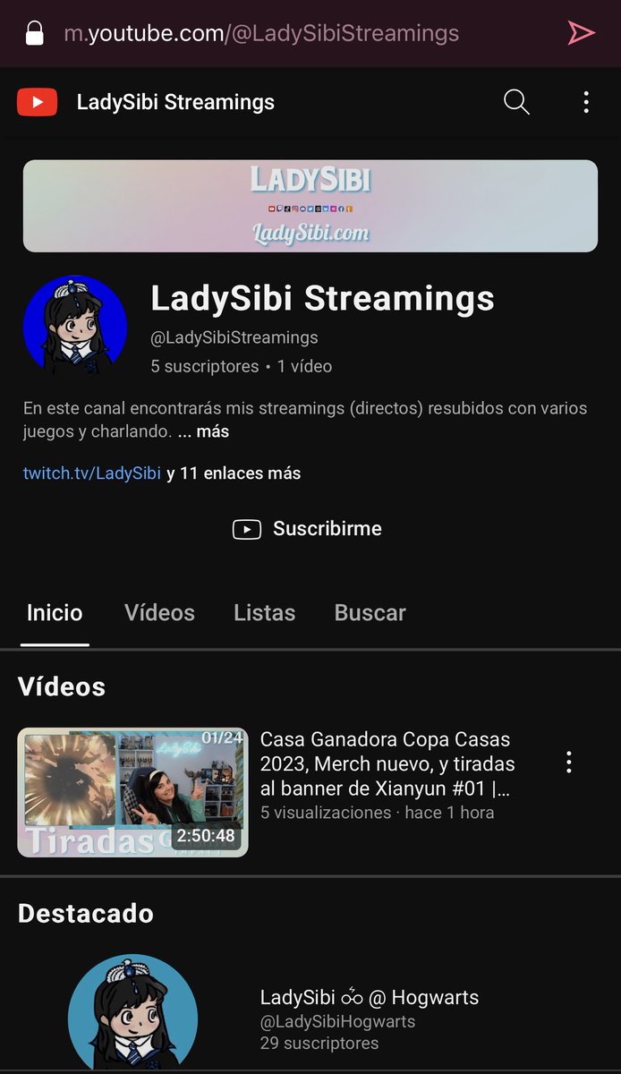 Pollitos 🪄✨ 
Novedad en el canal: Nuevo canal secundario en #YouTube: 
LadySibi Streamings

youtube.com/@LadySibiStrea…

En este canal resubiré (quitando el relleno) todos los #Streamings que vaya haciendo (y los antiguos también), y haré clips de los mejores momentos.