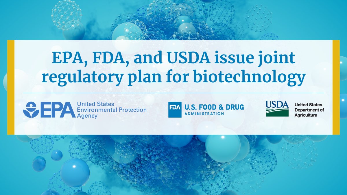 In response to President @JoeBiden’s Executive Order 14081, “Advancing Biotechnology and Biomanufacturing Innovation for a Sustainable, Safe, and Secure American Bioeconomy,” @EPA, @US_FDA, and @USDA have developed a plan to update, streamline, and clarify their regulations and…
