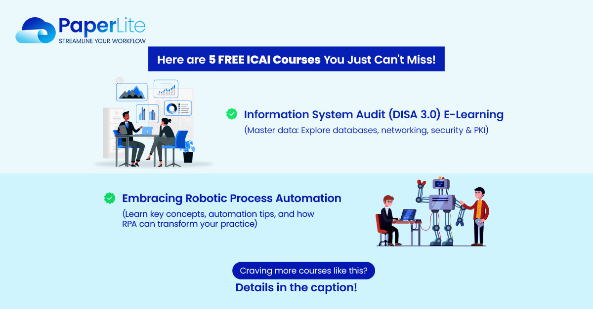 Hey, we've compiled a list of ‘Top 7 Free ICAI Courses for CAs in 2024’ on our LinkedIn profile. Head over and check it out ASAP!

Don't miss this chance to upskill and stay ahead of the curve. 

#ICAI #CPD #CharteredAccountant #CANews #CA #PaperLite #Taskmanagement