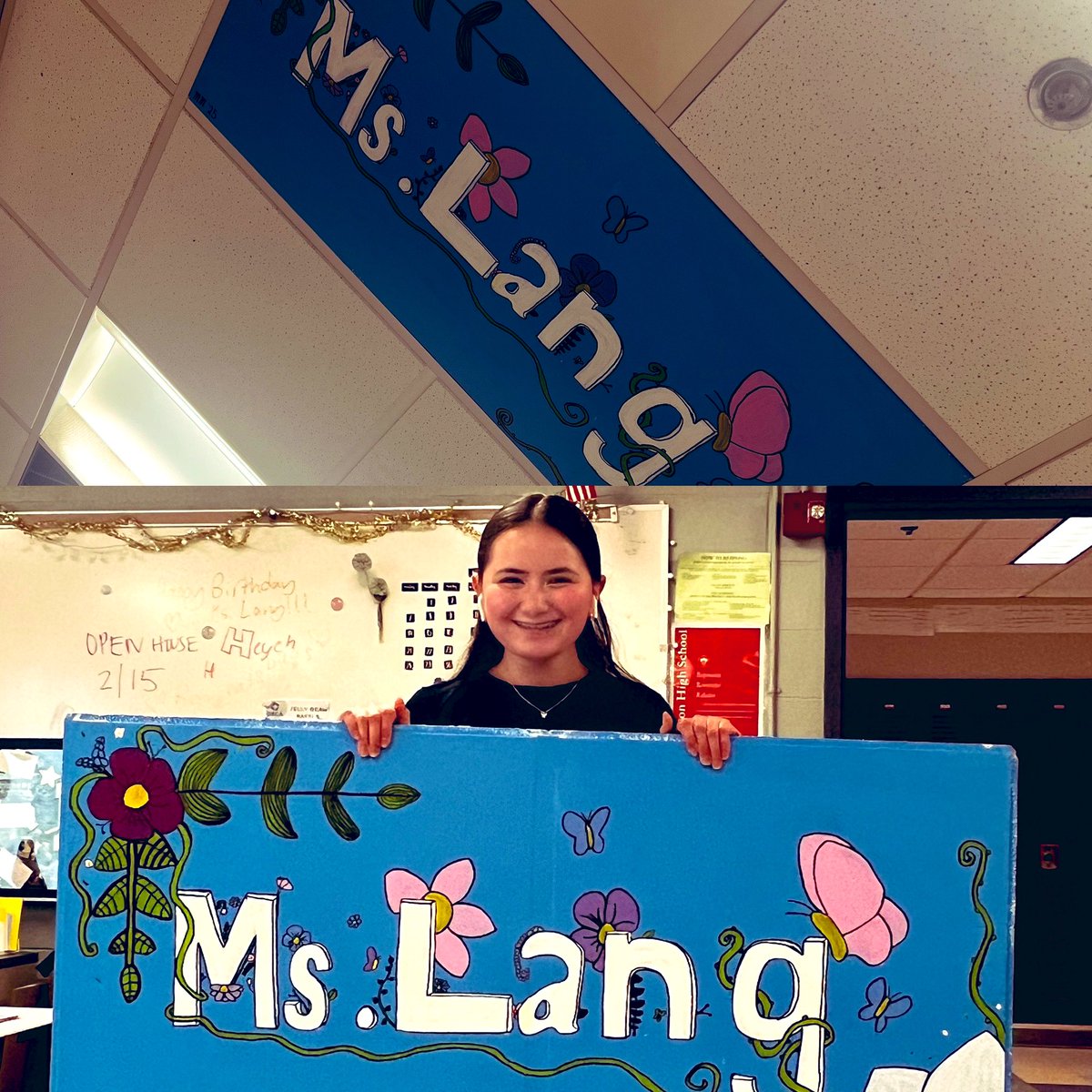 Business Rockstar Meghan brought all the JOY today making me a ceiling tile for the biz classroom!  Love the creativity and thoughtfulness of this-it’s all about the little things that can mean the most.  #HollistonBiz #LoveWhatYouDo
