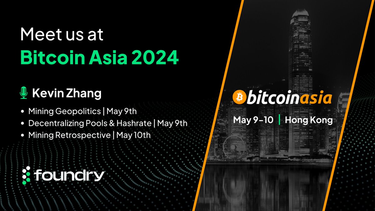 Catch up with us for post-halving discussions at @BitcoinConfAsia, where Foundry’s SVP of Business Development @sinocrypto will join several panels. See you there!