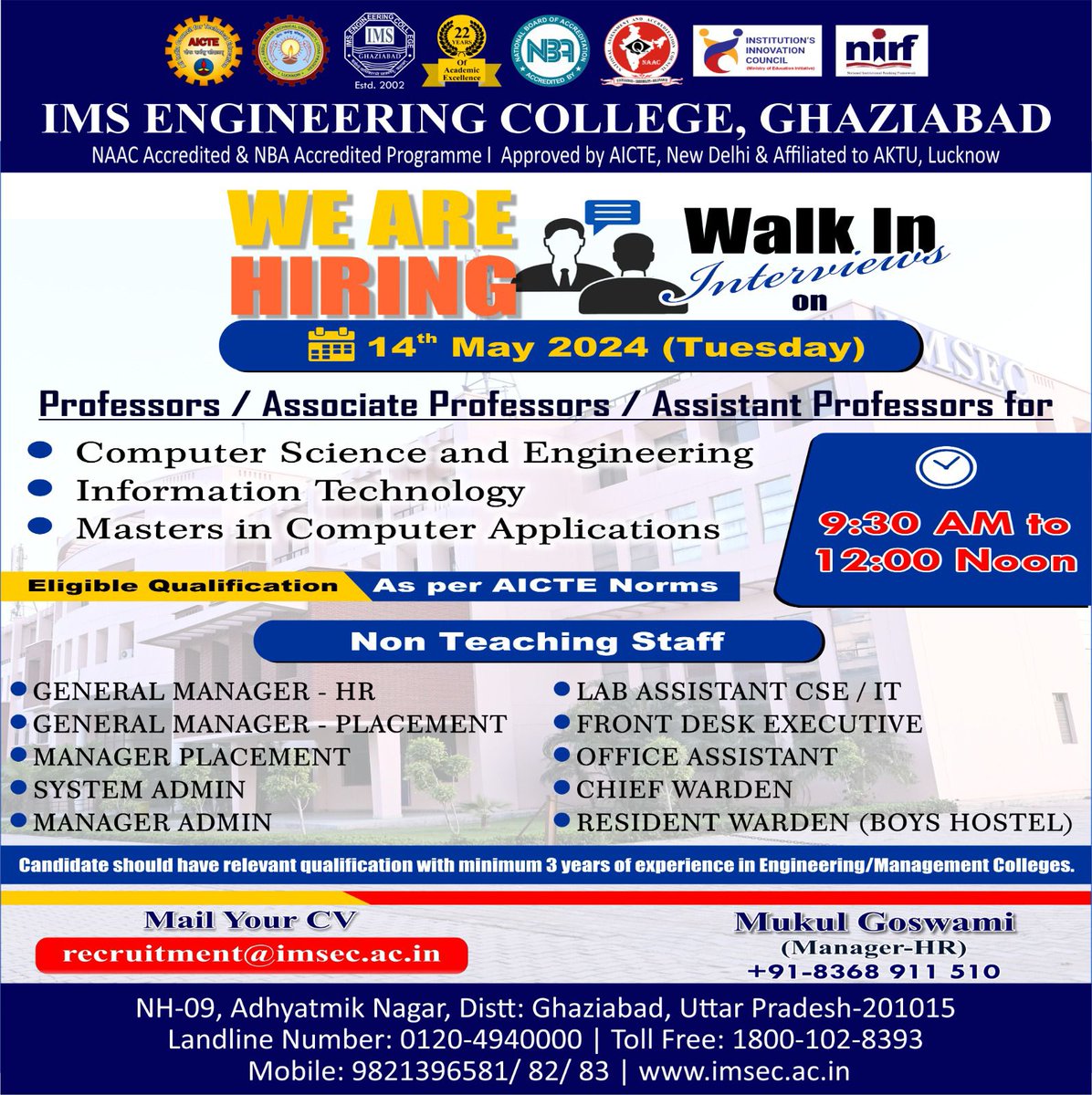 We are hiring...
.
.
.
#recruiter #IMS #recruiting #recruitment #hiring #Admin #jobs #warden #labassistant #executives #topjobs #OfficeAssistant #invitations #foryou #applicants #college #BestEngineeringCollege #manager #Admissions2024 #HR #placement