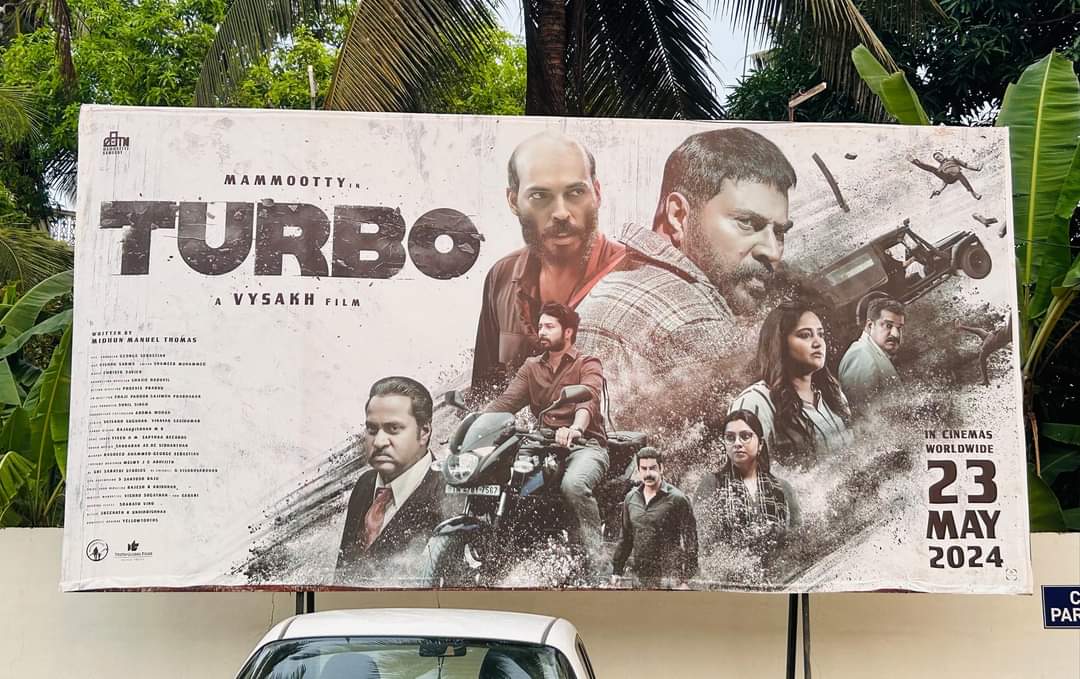 Actor @mammukka #Mammootty𓃵 After doing Bramayugam , Kaathal The Core, Kannur Squad , Nanpakal nerathu mayakkam is bAck with A full fledged power packed movie, #Turbo 👀🔥 Poster and the crew gives huuuge hope!!! MAY 23 Release