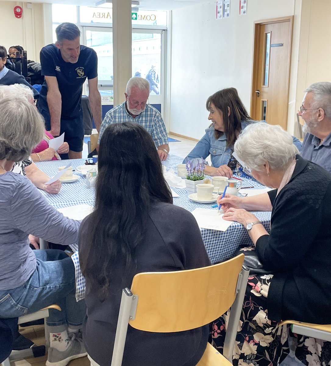 KennetSchool's tweet photo. What a fantastic lunchtime! Pupils and staff hosted members of our local community for a buffet and engaging art activity. Our guests collaborated in pairs, with one describing an object or scene and their partner bringing it to life through drawing. #KennetCommunity https://t.co/YZtA8oGAjl