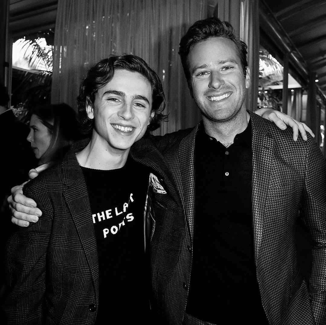 By the way, I’m wearing the smile you gave me… #TimothéeChalamet #ArmieHammer