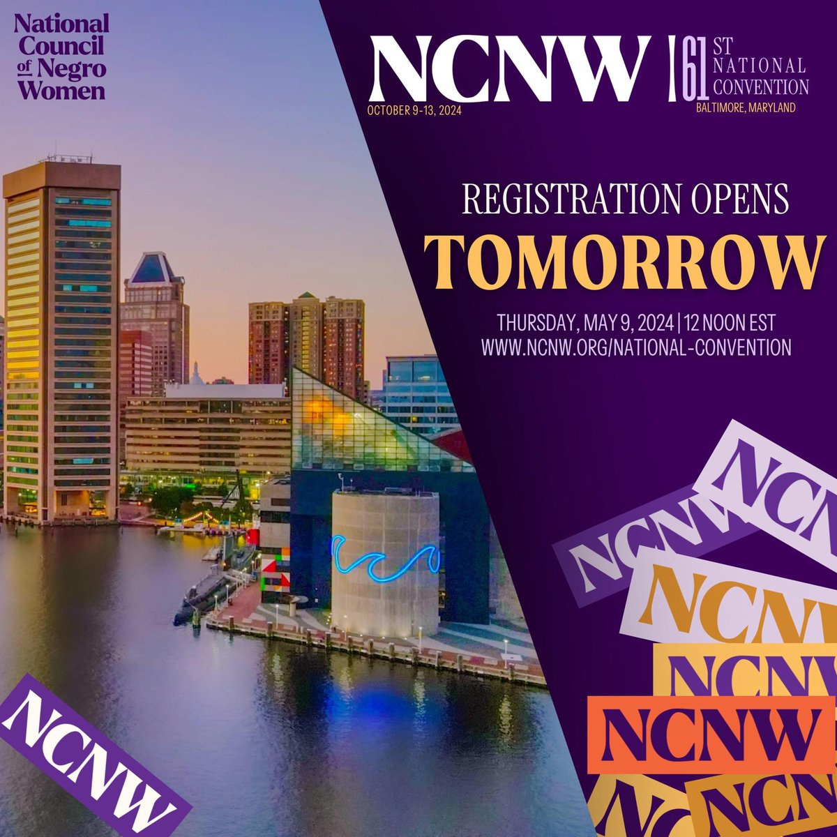Tomorrow registration officially opens for our 61st National Convention! Be ready to secure your spot and stay tuned for more details. #NCNWStrong🟣