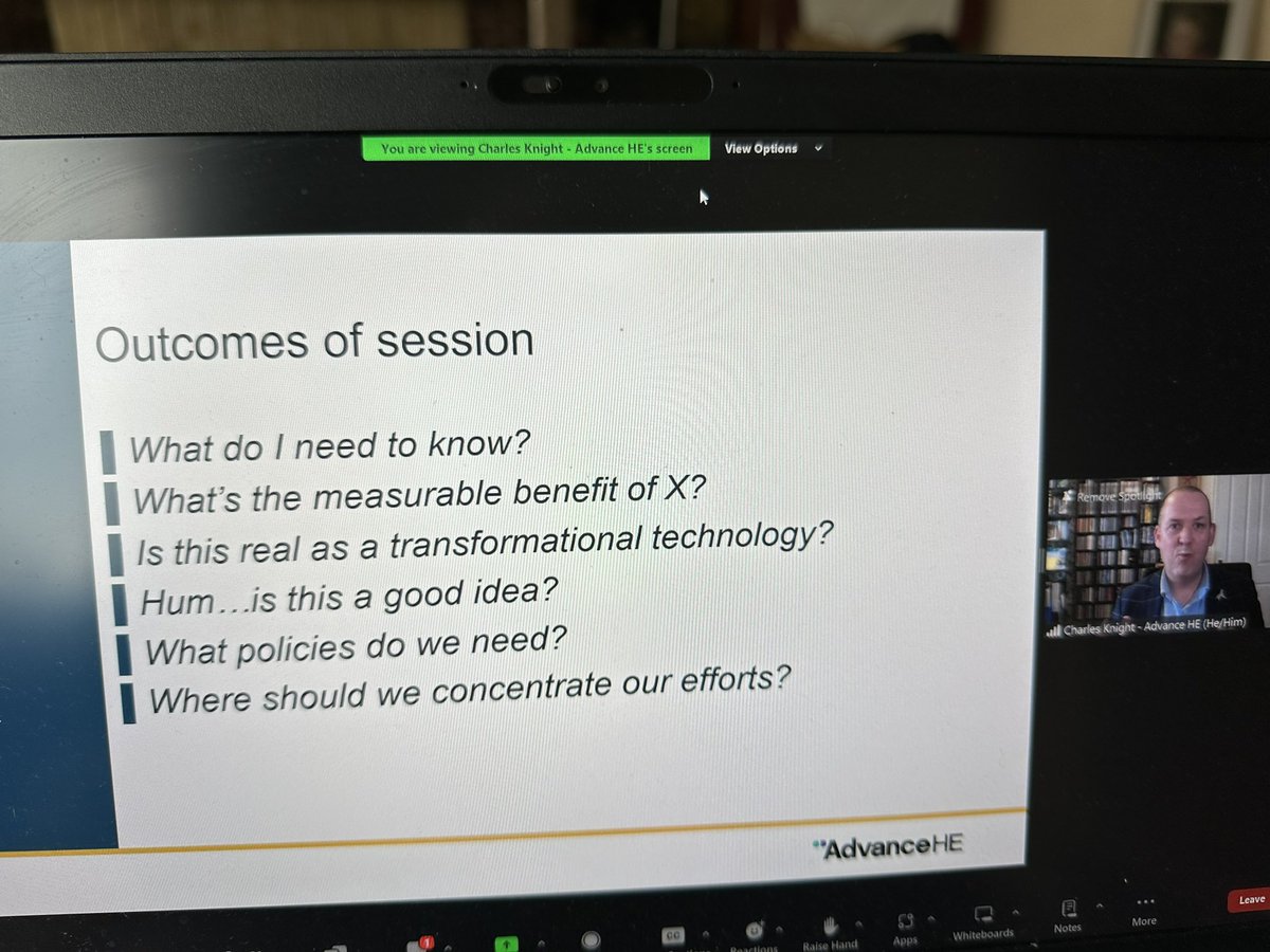 Enjoying this really practical consideration of AI from @Charlesknight of @AdvanceHE. A fruit of collaboration with @ntutorr and @THEA_Irl. Delighted to see such strong interest in this topic.