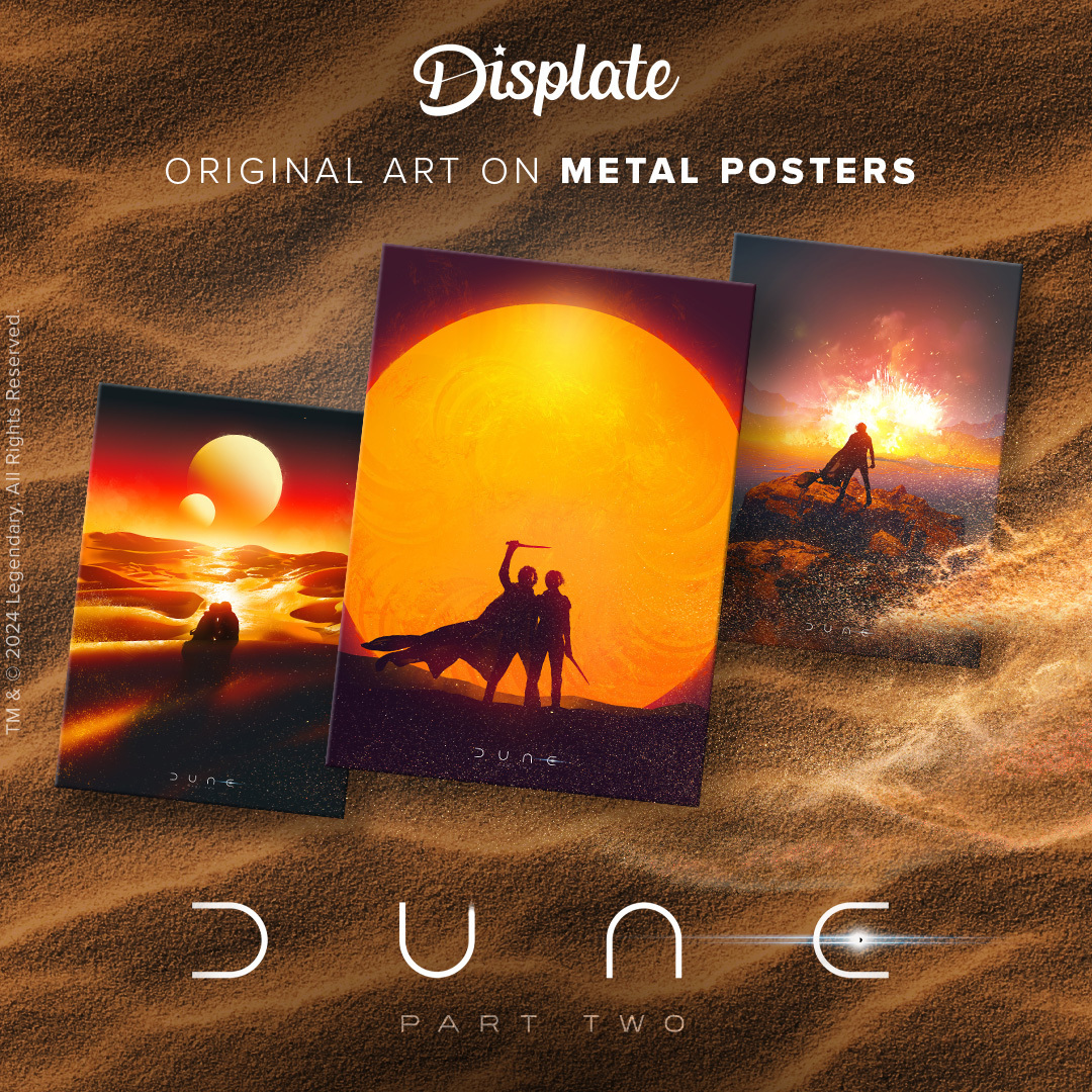 Here's something to remember your journey to Arrakis. 

Spice up your walls with these exclusive @dunemovie metal posters >> displate.com/licensed/dune