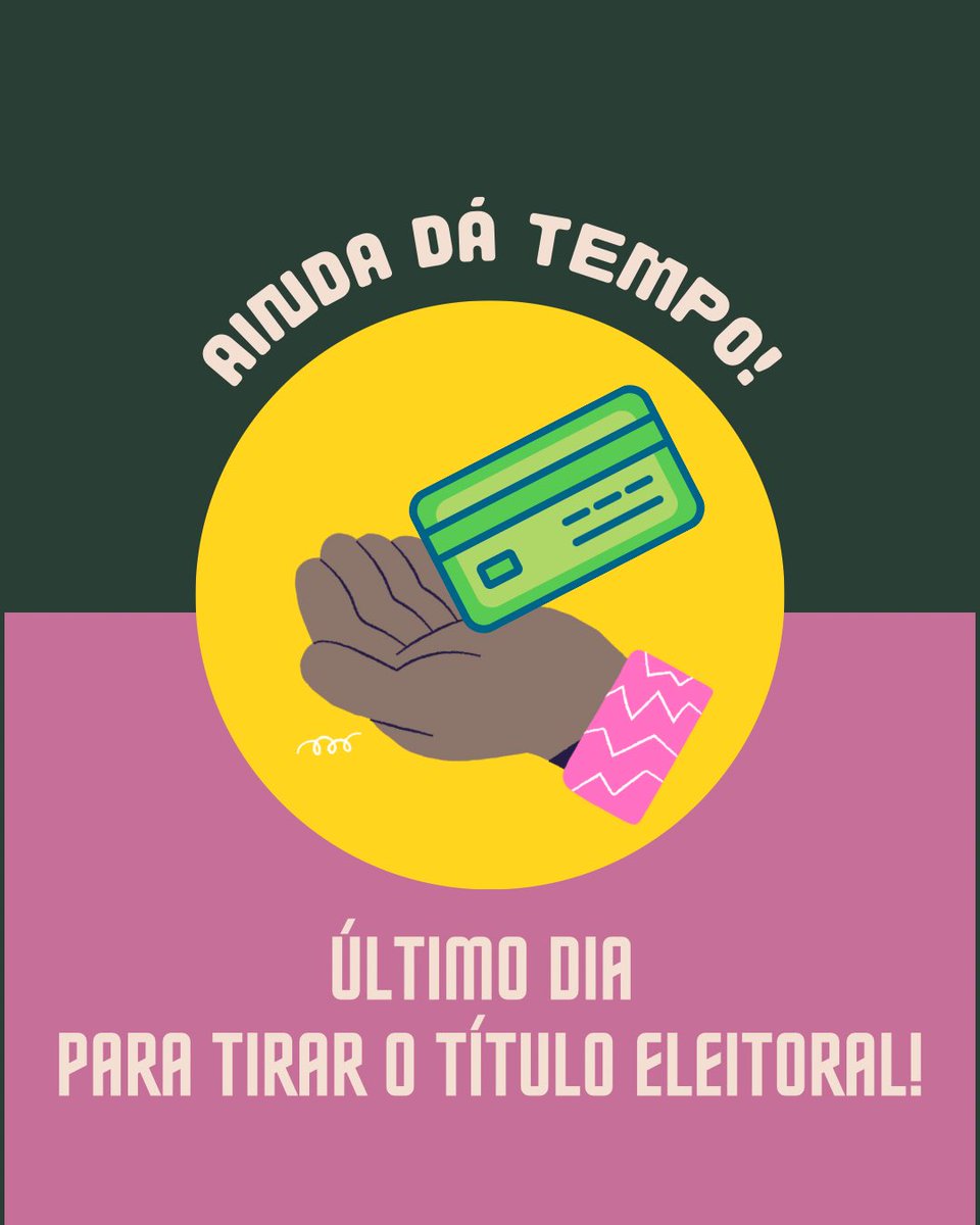É o último dia! 🚨Acesse o site do TSE ou vá ao cartório mais próximo de você para emitir seu primeiro Título Eleitoral ou regularizar seu documento, basta ter a partir de 16 anos. Não deixe de exercer esse importante direito que garante o futuro das nossas cidades!