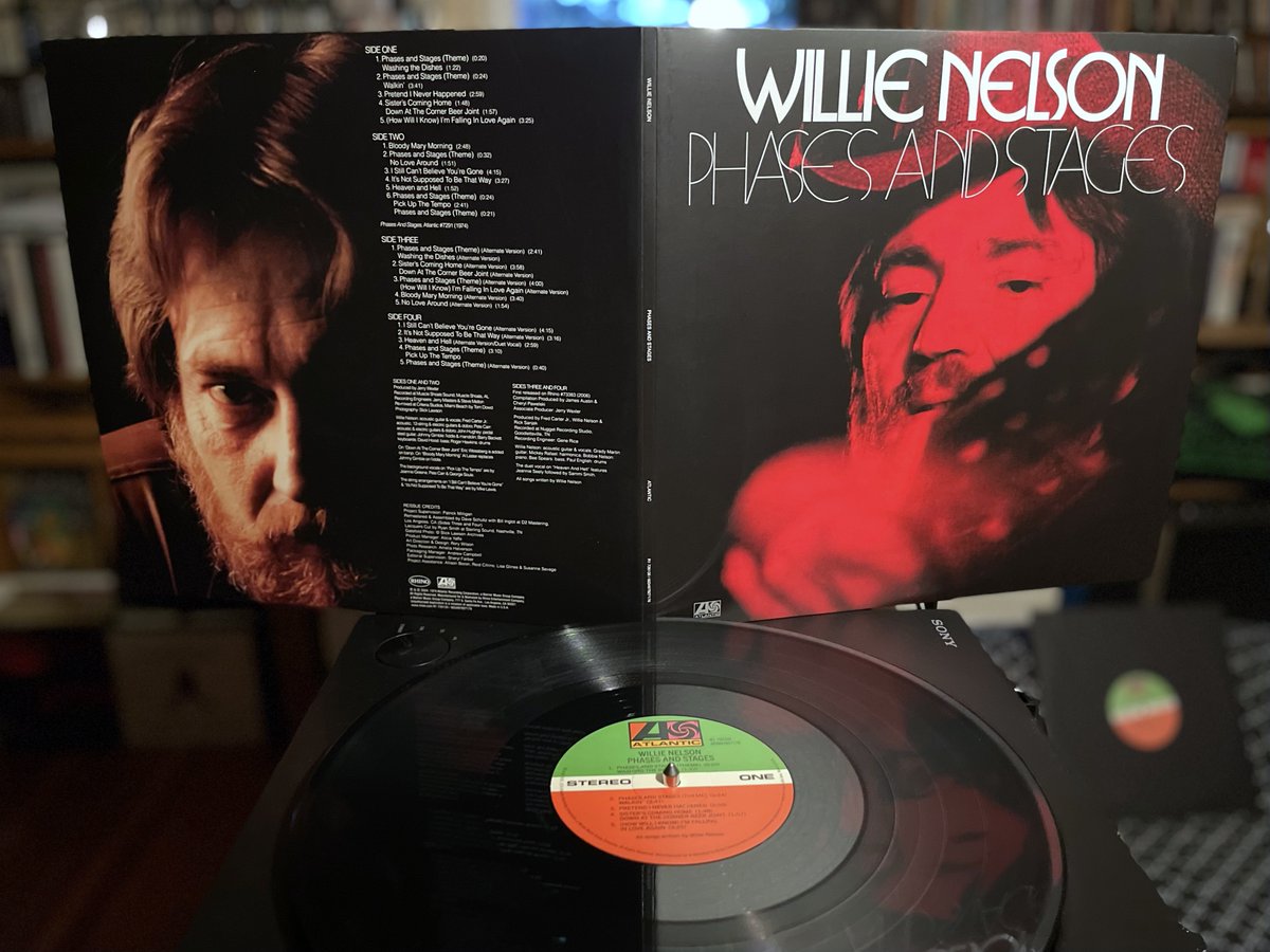 WILLIE NELSON • PHASES AND STAGES (Atlantic, 1974) Outlaw country concept album telling both sides of a divorce. Produced by Jerry Wexler, recorded at Muscle Shoals in Alabama. Rhino 2xLP #vinyl reissue for #RSD24 adds alternate versions made in Nashville. #AlbumADay2024 129/366
