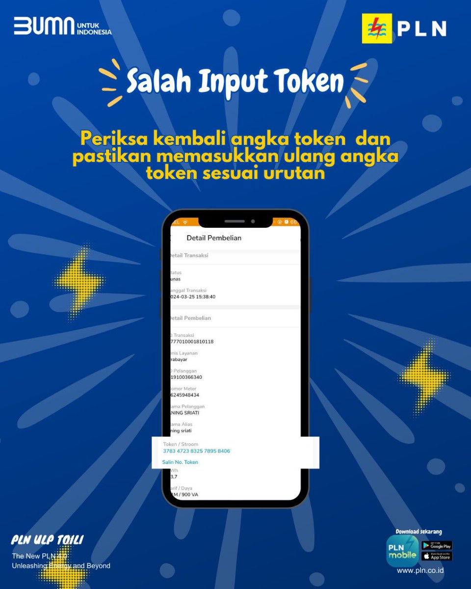 el_raffasya's tweet photo. Siapa nih pengguna listrik token ?
Sering gagal input? Harus tau nih penyebab dan solusi ngatasinnya.
#PLNuntukIndonesia #tipslistrik #matura2024 #MetGala https://t.co/O426nB3asm