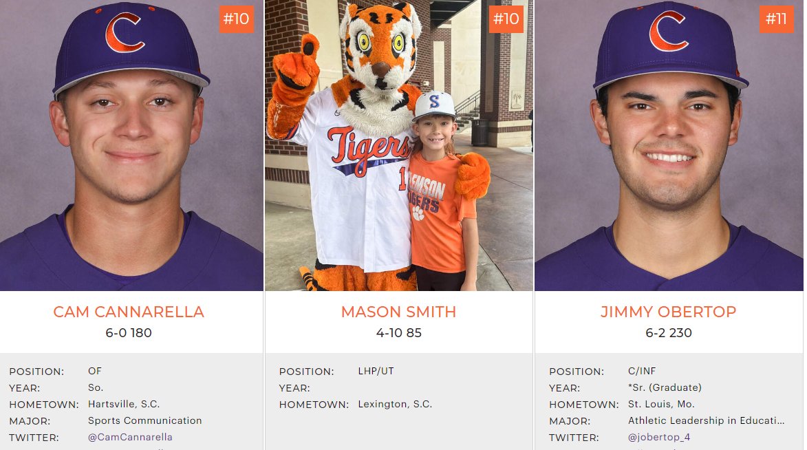 Have seen a lot of classy gestures from teams. But don't think I've ever seen what Clemson baseball has done to honor Mason Smith, a 10 y/o fan who tragically died last month ... A full roster page, complete w/ height, weight and jersey number. Great stuff thestate.com/sports/college…