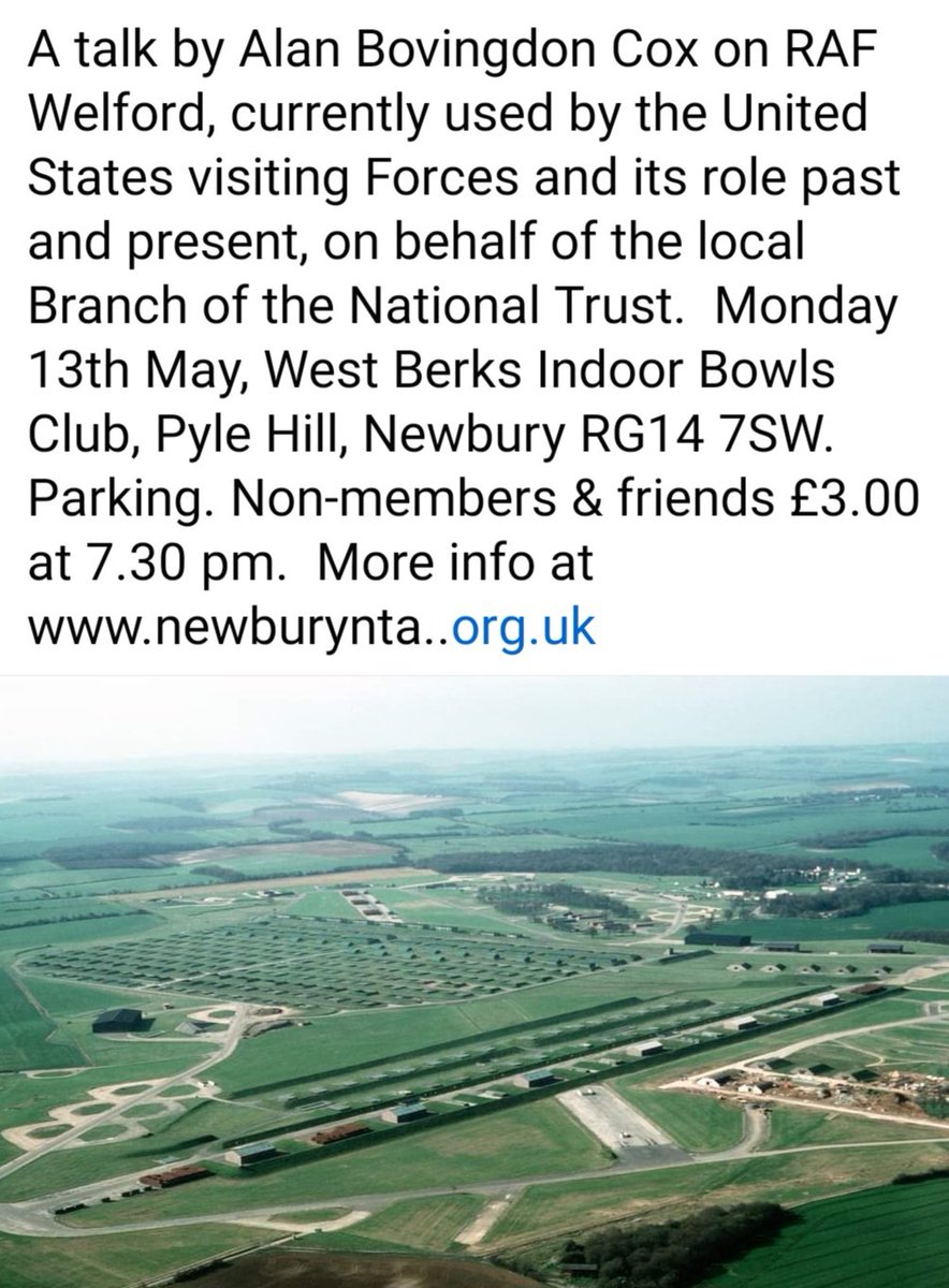 A talk on #RAF Welford in #Newbury on May 13; not to be missed. @WbHeritage @WW2Talk @WW2Airfields @NewburyToday @VisitNewbury @thatchamhistory @mgosney_nwn