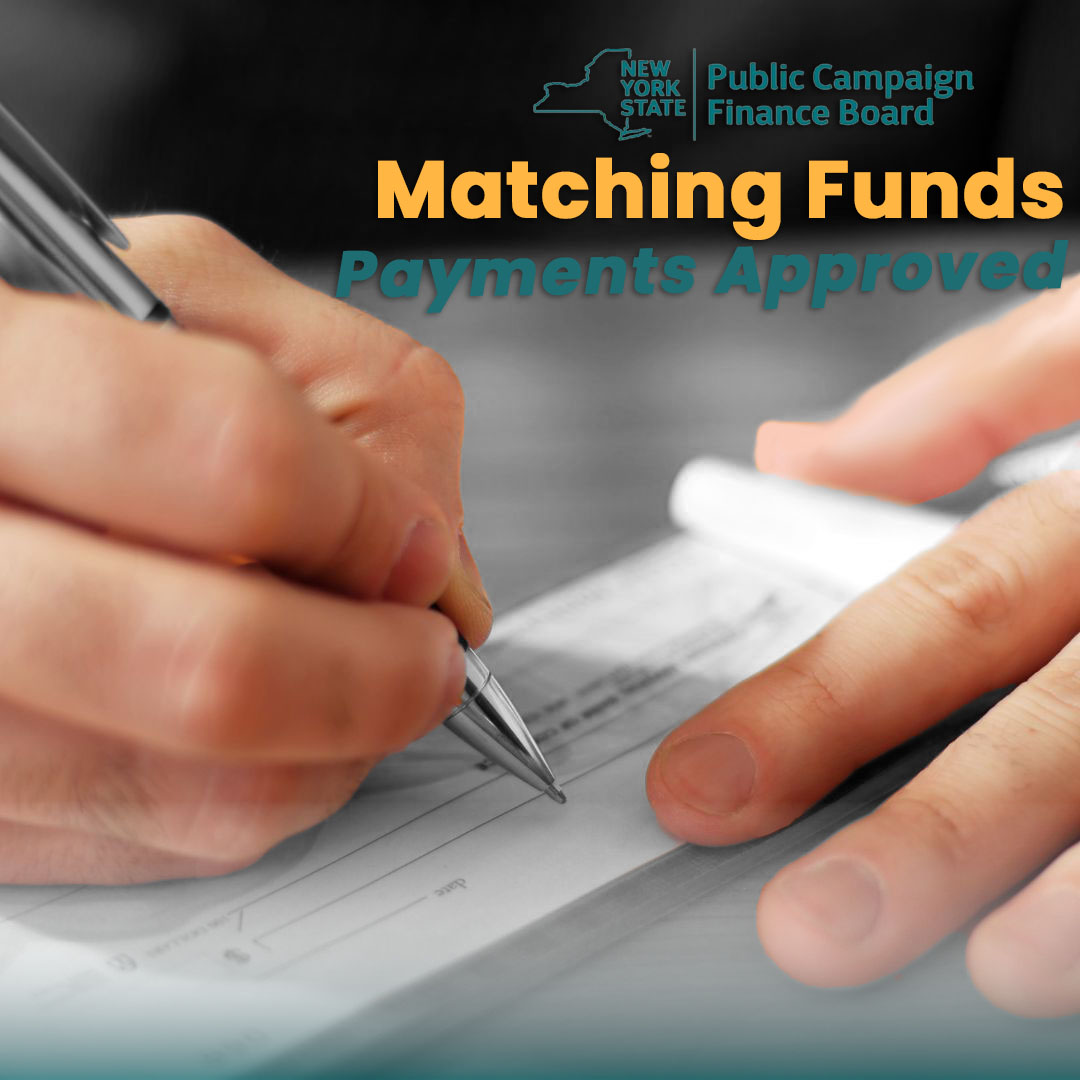 The New York State Public Campaign Finance Board authorized its first round of public matching funds payments to participating committees. Visit pcfb.ny.gov/system/files/d… to learn more.