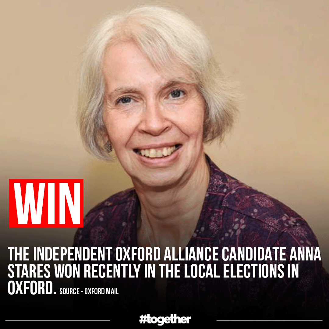 WIN: Anti-LTN candidate for @Ind_Ox_Alliance Anna Stares beat Labour incumbent as @uklabour failed to regain its overall majority of the council

Keep making voices heard #together

#LTNS @OxfordCity