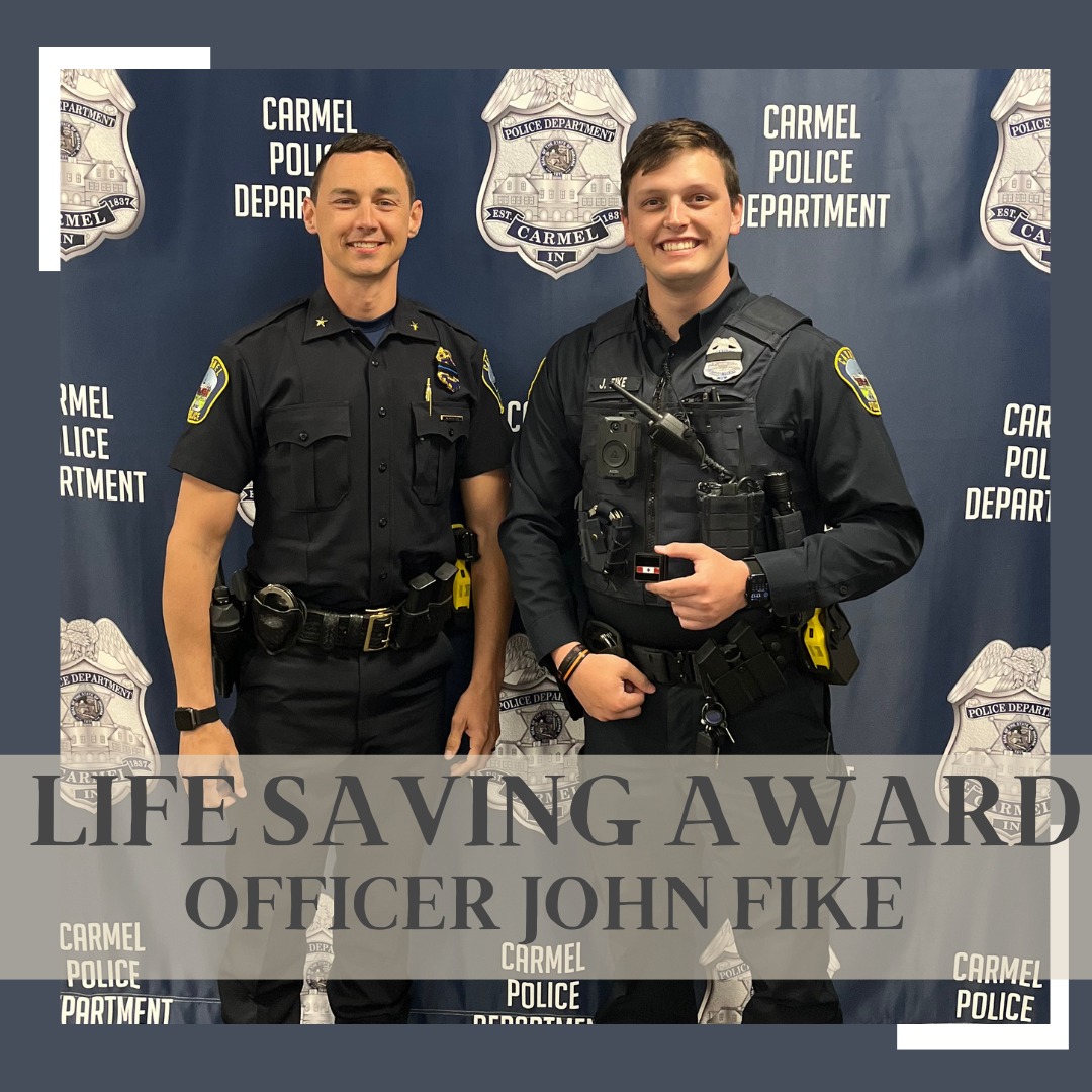 Chief Drake Sterling recently awarded Officer John Fike the Carmel Police Department Life Saving Award. Officer Fike's swift response led to the rescue of an individual in the midst of a mental health crisis. 

#HeroesClub #SupportOurHeroes #CarmelPD