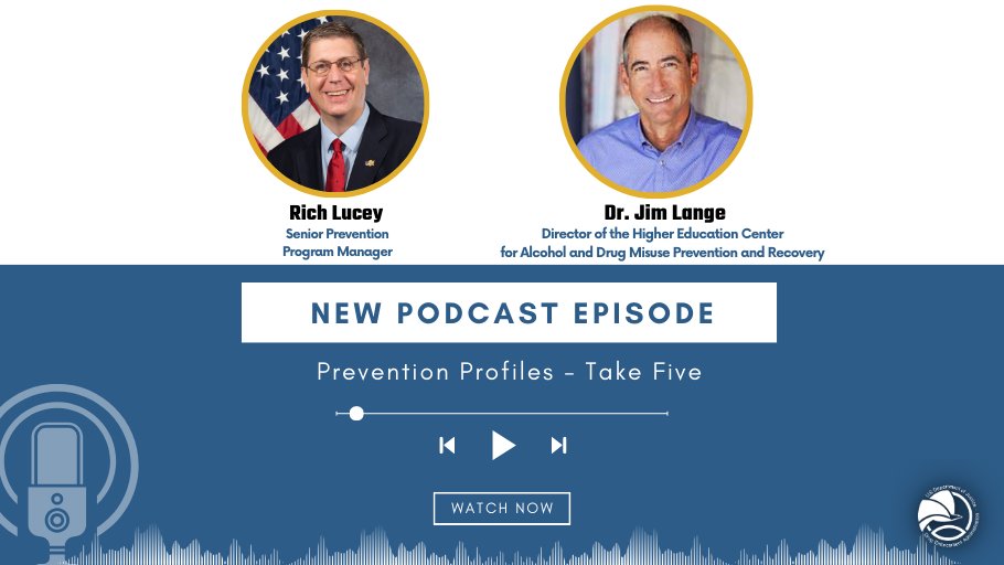 🎙️ Join us for Prevention Profiles: Take Five with Dr. Jim Lange from San Diego State University. Learn about impaired driving among college students and resources for higher education institutions. #WellnessWednesday #DEACampus Tune in now: campusdrugprevention.gov/podcast/preven…