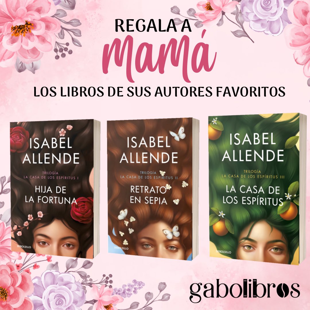 ¡Celebra a mamá 👩🏻 con las cautivadoras historias de Isabel Allende📖✍🏻! Regálale un viaje literario inolvidable este Día de las Madres💖🎁. 📚Disponibles en @gabolibrosmx y en nuestra página web: gabolibros.com👩🏻‍💻
