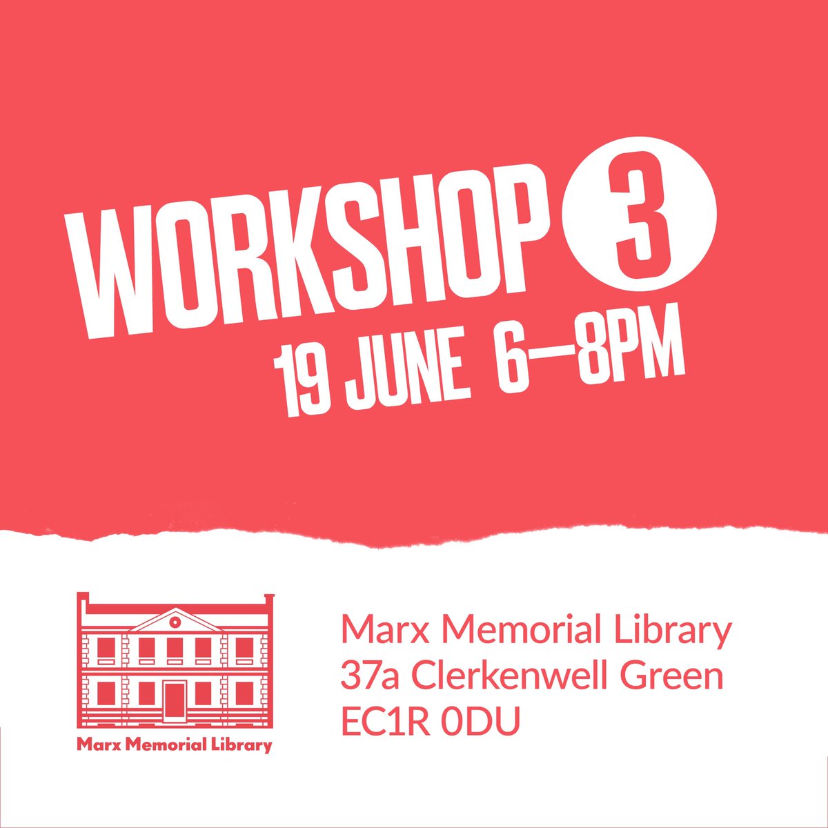 Live or work in Islington? Sign up to 3 free workshops (with pizza!) on Wednesdays in June and help us create a new lasting display on local radical history. Find out more and book your spot by emailing Meirian on m.jump@marx-memorial-library.org.uk Places going quick!