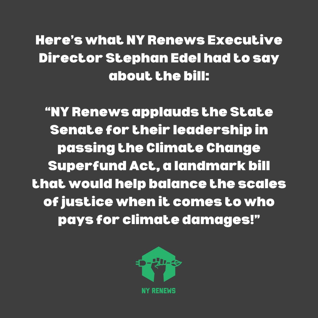 We’re thrilled that the Climate Superfund Act passed the NYS Senate last night! Profiteering Big Oil corporations should be the ones to shell it out to enviro justice communities. The Senate is ready to #MakePollutersPay. Are you, @CarlHeastie?