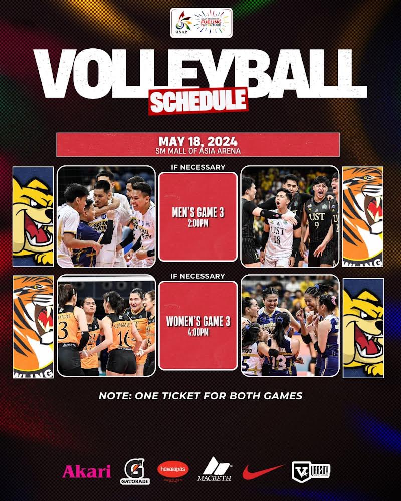 LOOK: UAAP has released the official schedule for the highly-anticipated Season 86 men’s and women’s Finals showdown between two schools National University and University of Santo Tomas. @mbsportsonline @manilabulletin