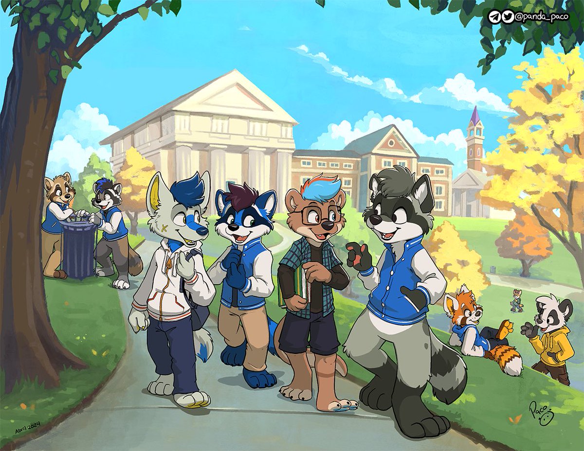 Welcome to the Furry University: Where the mischievous raccoon crew are allowing more species to join them. A red panda tries to blend in, making them think he's just a fluffier raccoon. A panda bear claims his rightful spot, since they all are trash pandas after all, he says.