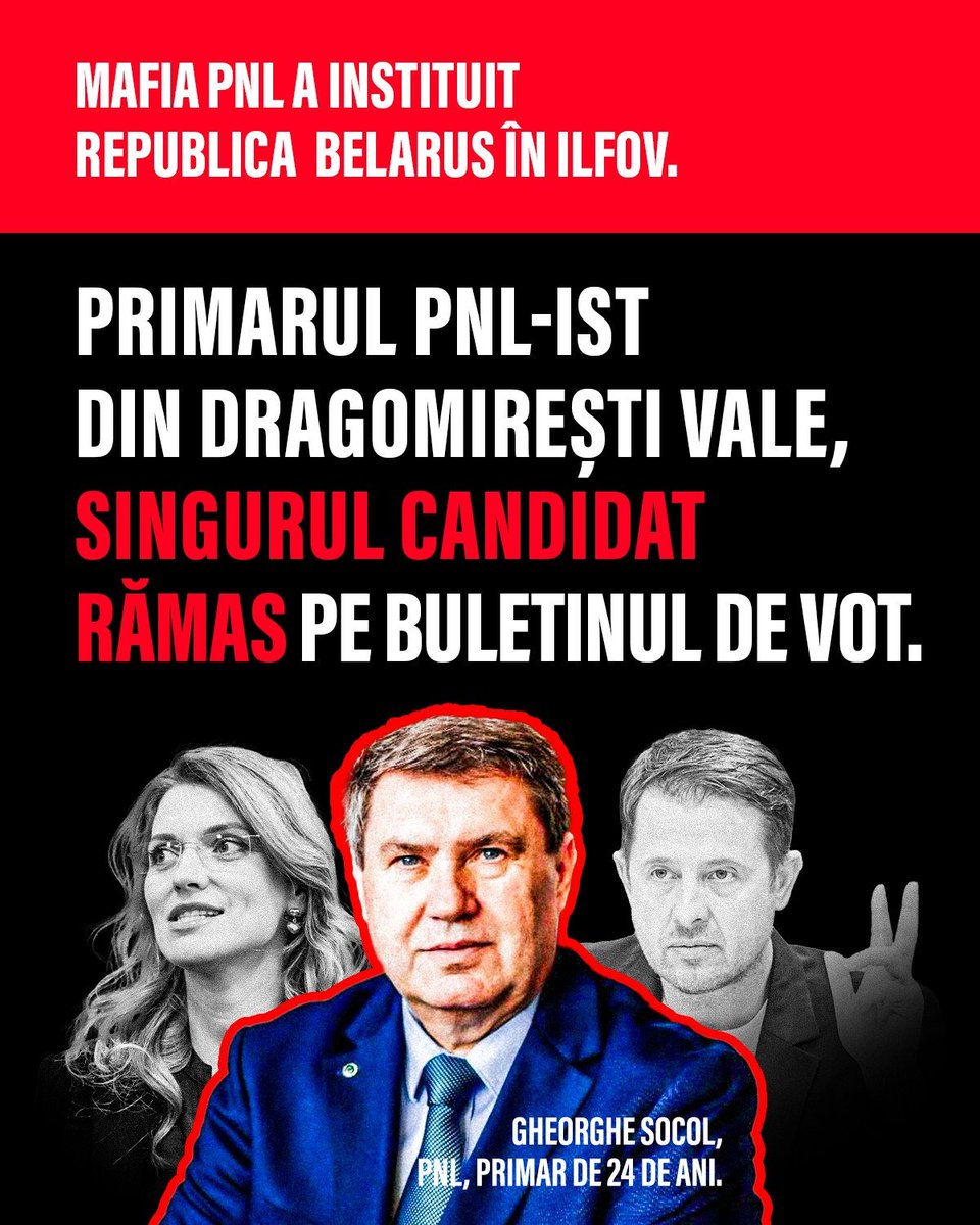 🔴 „Bun venit în Republica Comunistă Dragomirești-Vale, Ilfov!” Așa ar trebui să scrie la intrarea în comuna aflată la 20 de km de București, acolo unde mafia PNL a reușit să desființeze alegerile locale. ⏰ Primarul PNL-ist, în funcție de 24 de ani, a rămas singurul candidat,…