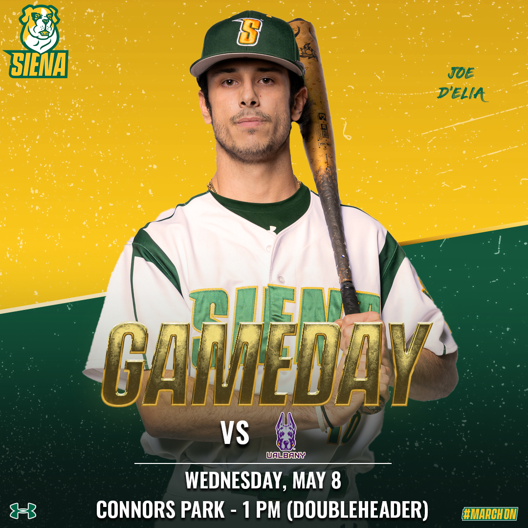 ⚾️ The crosstown showdown returns

@SienaBaseball 🆚 @UAlbanyBaseball 
Doubleheader

⌚️ 1⃣/4⃣PM
📍 Loudonville, NY
🏟️ Connors Park
📺 @ESPNPlus ➡️ t.ly/w5ftE
📊 t.ly/FWDCH
📰 t.ly/Ie8Wd

#MarchOn x #SienaSaints x #MAACBaseball x…
