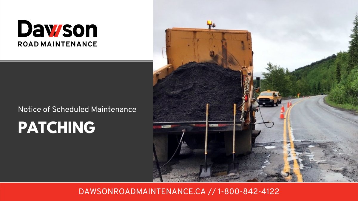 Dawson Road Maintenance will be patching on Watch Lake Road May 8. Please slow down and watch for crews and equipment working. #Cariboo #100MileHouse