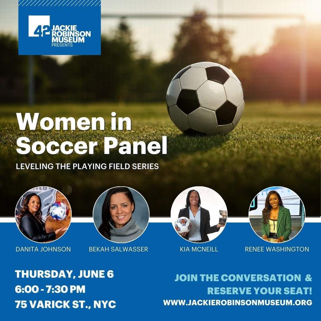 KiaMcNeill's tweet photo. So excited to join this panel of women to speak on leveling the playing field in women’s soccer. Honored to pay tribute to Jackie Robinson’s barrier breaking legacy. Get your tickets today! @JRFoundation 

https://t.co/e4ikDQ7T0u https://t.co/q3AJTrqVEF