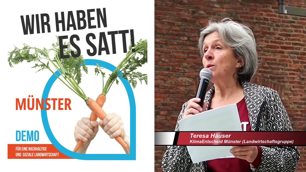 Demo in #Münster: 'Wir haben es satt' (2024) - Redebeitrag Teresa Häuser (KlimaEntscheid Münster) @MuensterKlima @ratMS youtu.be/w_GcPX_8k_c