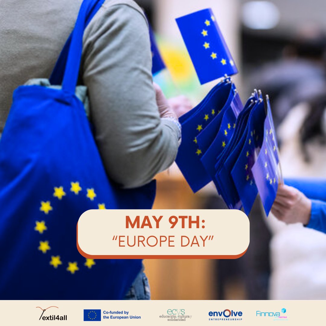 🇪🇺Today, May 9th is the Europe Day!

📌From #textil4all we are commemorating this day by emphasizing the EU strategy for sustainable and circular textiles.

♻️Aiming that by 2030 textile products on the EU market are long-lived and recyclable, and free of hazardous substances.