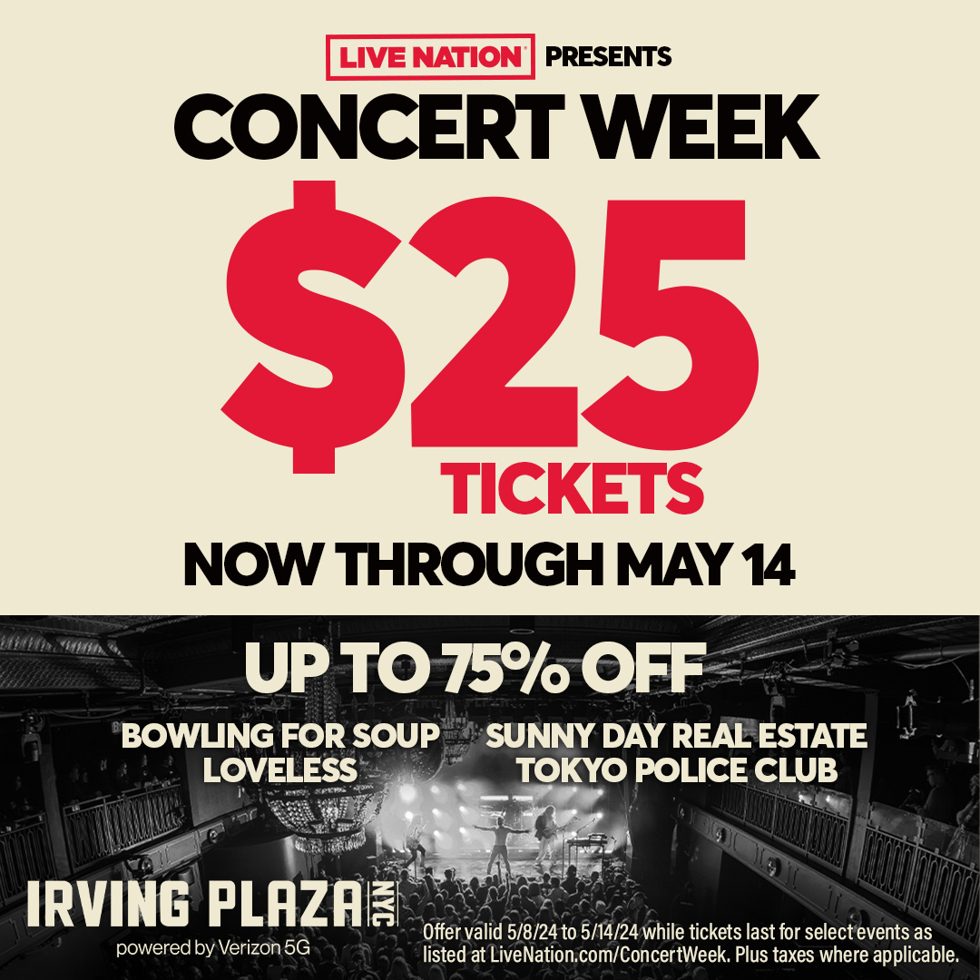 Concert Week is HERE! Grab $25 tickets now through May 14th for great shows like Bowling For Soup, Loveless, Sunny Day Real Estate, Tokyo Police Club & many more! Grab tickets at livemu.sc/3QCW48C