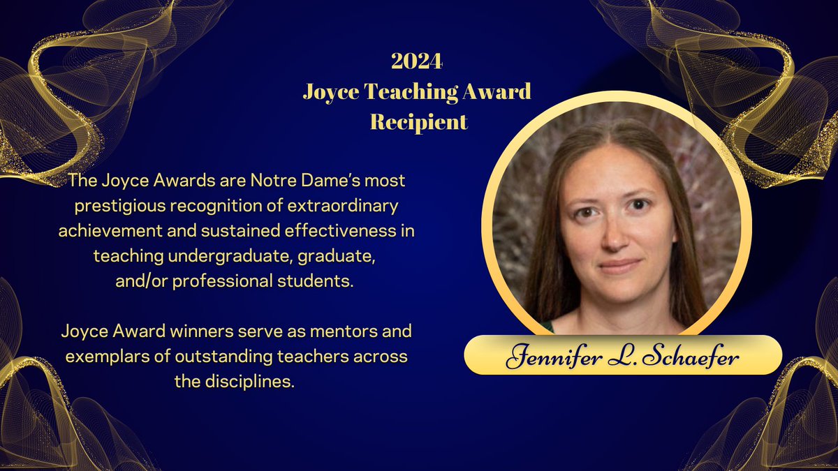 Congrats to CBE faculty Jen Schaefer on her Joyce Teaching Award. We are blessed to have Jen's innovative contributions to our curricula in areas related to sustainability and our students benefit from her strong mentorship.