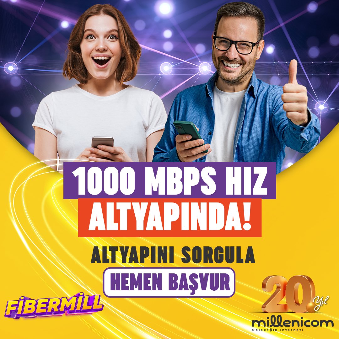 Adresinizdeki 1000 Mbps hız Millenicom’la evinizde💻🚀
Hemen milleni.com.tr/internet-altya… sayfasına gelin, 1000 Mbps hızın keyfine varın👩‍💻👨🏻‍💻

#millenicom #fibermill #geleceğininterneti #evinterneti