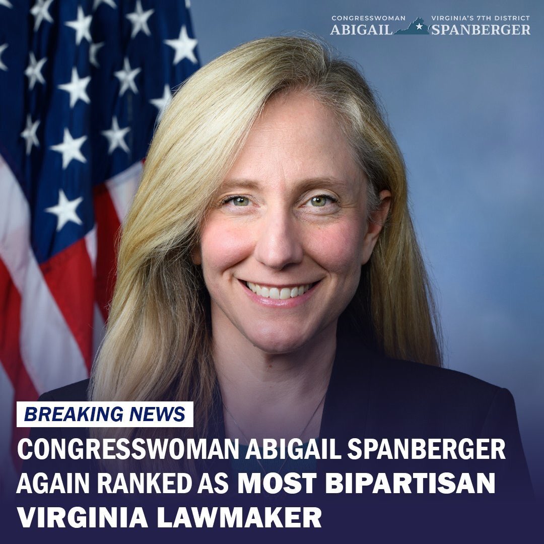 I'm honored to once again be ranked as the most bipartisan lawmaker from Virginia and tied for fourth place for most bipartisan elected official in the country. Bipartisanship isn't just a political ideal — it's the key to unlocking real progress for the Virginians I serve.